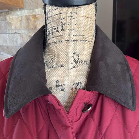 Vintage Carlisle maroon quilted barn jacket removable brown collar pockets - Picture 3 of 16